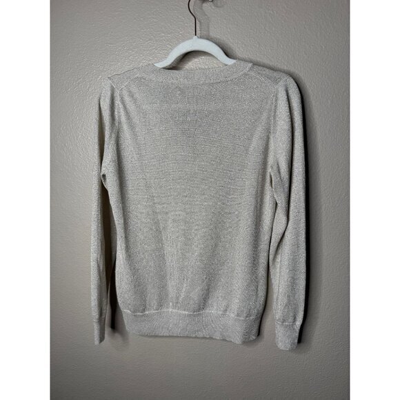 Banana Republic Women's Tan Sweater Size M long sleeve v-neck Pullover polyester - Picture 5 of 6